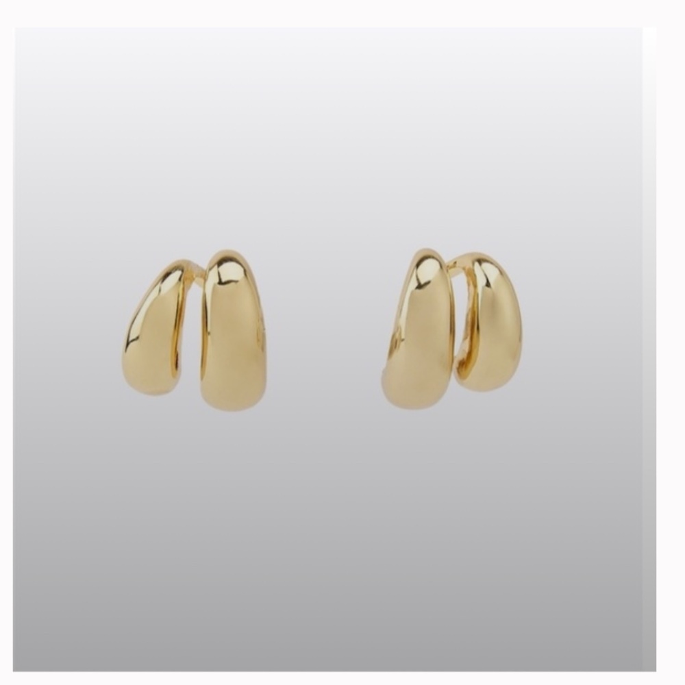 NEW Gold Zara Hoop Ear-cuff Earring with Stud Backing -In Box